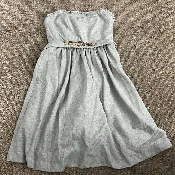 Banana Republic Heather Grey Wool Bustier Dress with Rhinestoned Belt Size 2 - Picture 4 of 7